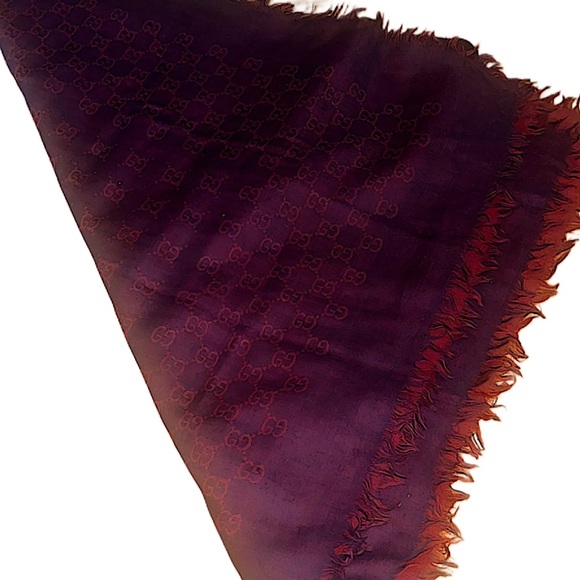Authentic Gucci Tom Ford Monogram GG Double Sided Red & Purple Long Scarf - Picture 7 of 11
